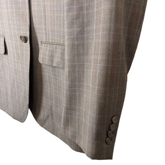 Bachrach 100% Wool Plaid Taupe Brown 2 Button Suit Jacket Blazer sz 42 Long 42L - Picture 10 of 16